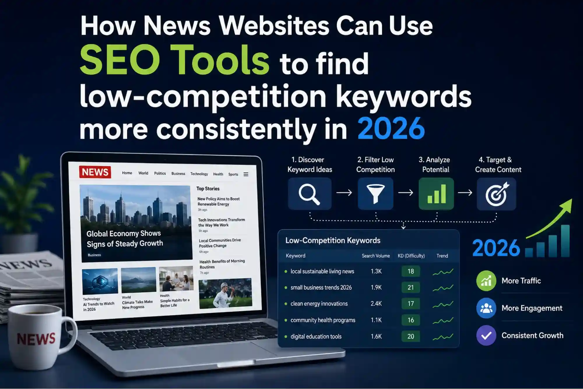 How News Websites Can Use SEO Tools to find low-competition keywords more consistently in 2026
