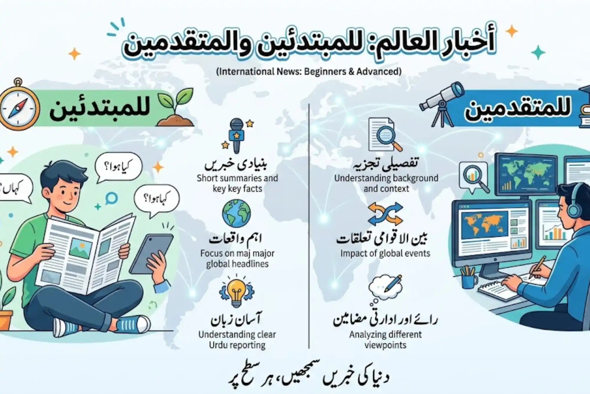 أخبار العالم للمبتدئين والمتقدمين