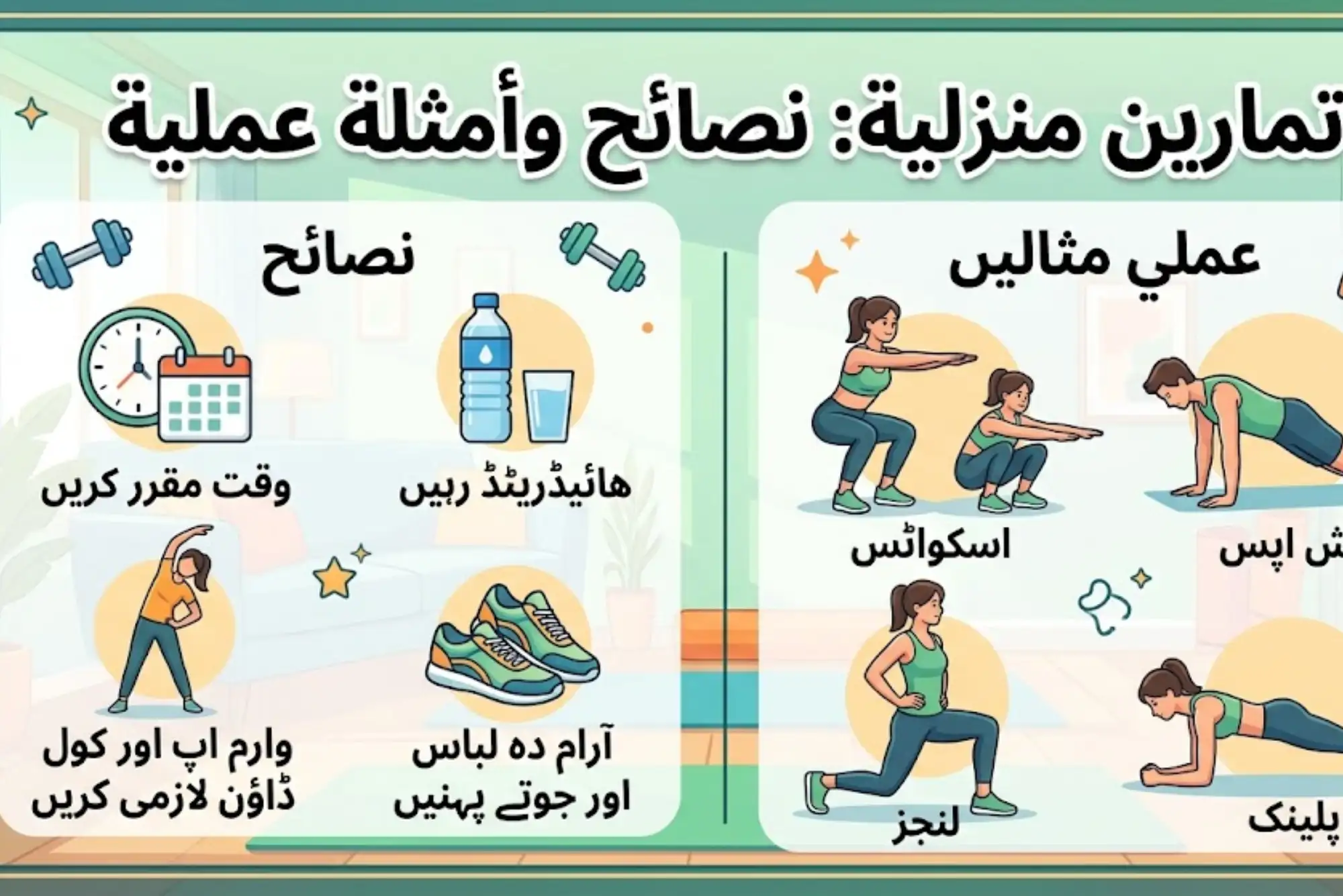 تمارين منزلية نصائح وأمثلة عملية